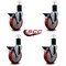 Service Caster 5'' Red Poly Swivel 1-3/4'' Expanding Stem Caster Set with Brake, 4PK SCC-EX20S514-PPUB-RED-PLB-134-4 - alternate 3